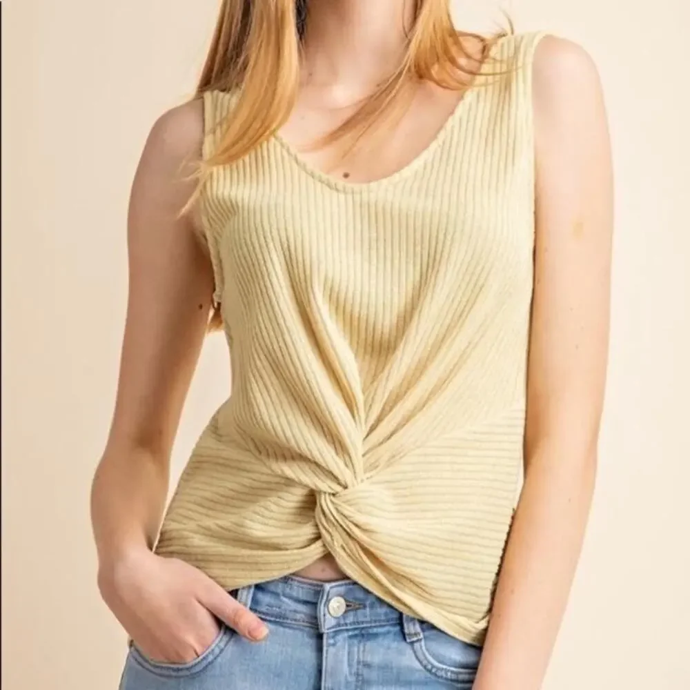 Yellow Ribbed Tank Top NEW Medium - Picture 1 of 5